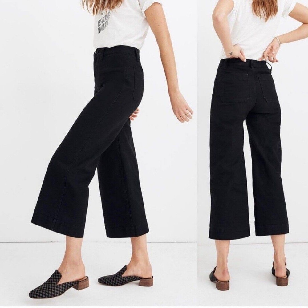 Madewell Emmett Wide Leg Crop Pant in Black size 26